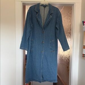 Vintage BACCINI Long Blue Denim Duster Coat